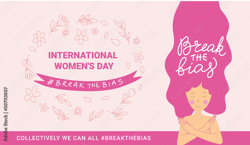 Horizontal Vector banner for International Womens Day Break the Bias Horizontal Vector banner for International Womens Day Break the Bias