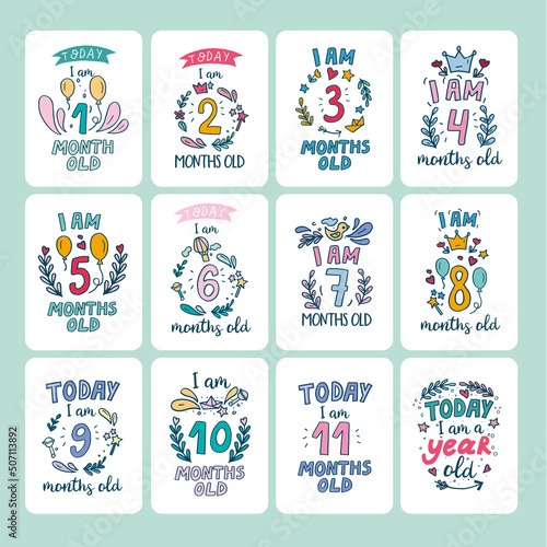 Vector template Baby Milestone cards