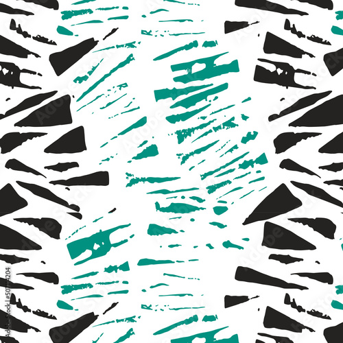 Blue and black rough geometric shapes pattern. 