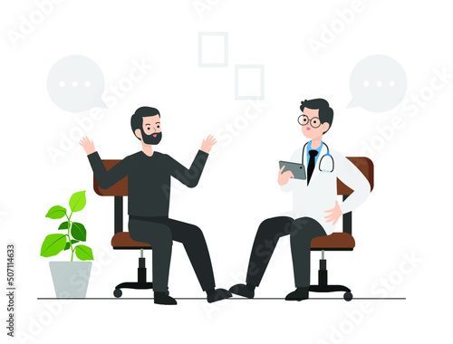 Illustration of a person consulting a psychiatrist-,people go see a psychiatrist