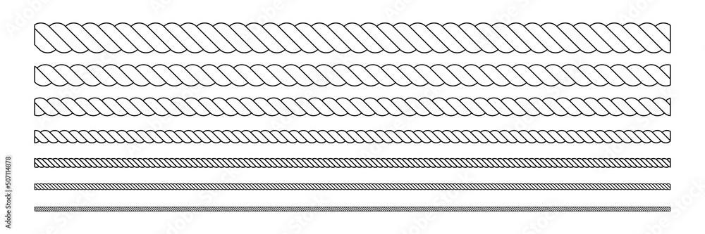 Rope outline symbol. Different line thickness ropes set for decoration ...