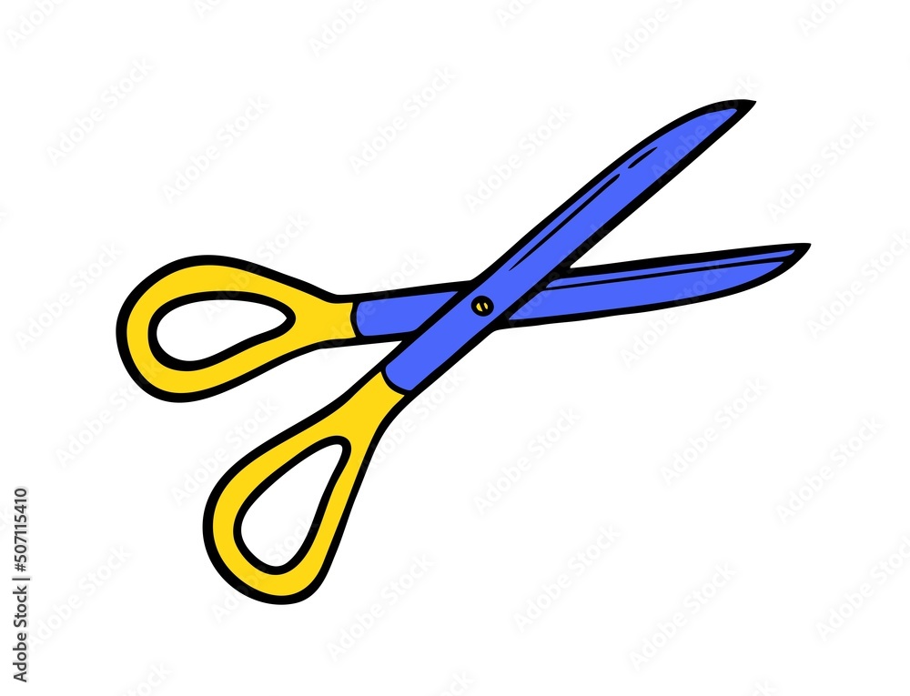 Scissors doodle Hand made needlework Vector illustration on white background Scissors doodle Hand made needlework Vector illustration on white background