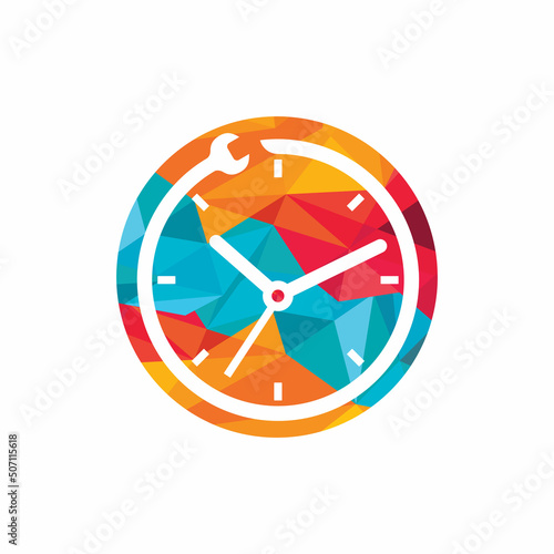 Service time vector logo design. Repair time logo design template. 