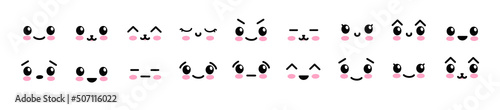 Kawaii Cute Faces Vector Set - Manga-Style Eyes and Emotions for Social Media, Stickers, and Character Design