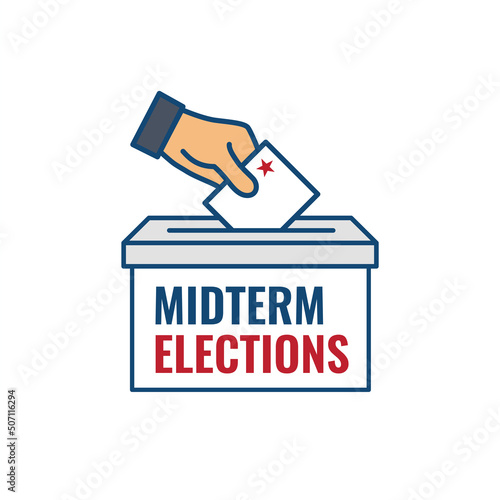2022 Midterm Elections Design w Red White and Blue Vote Icon