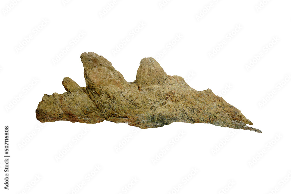 Obraz premium Isolated strange coastal quartzite nonfoliated metamorphic rock on white background.