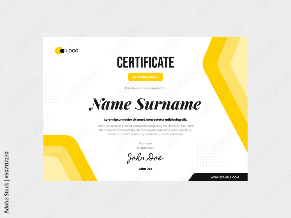 Modern Yellow Certificate Template with Clean and Sleek Design ...