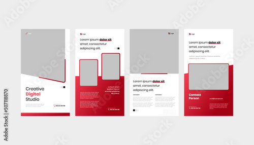 Rev Up Your Marketing with Red Creative Digital Agency Studio: A Set of Roll-Up Standee Banner, Flyer, and Social Media Story Templates