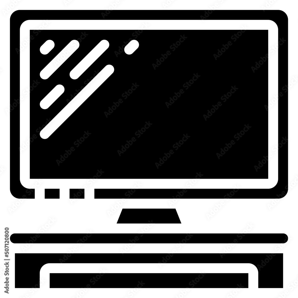 Monitor On Desk Icon Monitor On Desk Icon