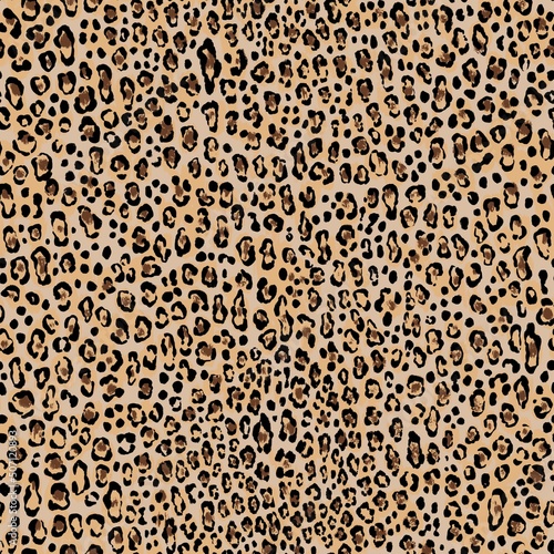 Seamless jaguar, leopard, cheetah, panther skin pattern. Animal background with small spots