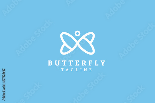 butterfly logo vector line outline monoline icon illustration logo template photo