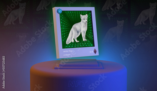 NFT - Non-fungible token artwork on digital display