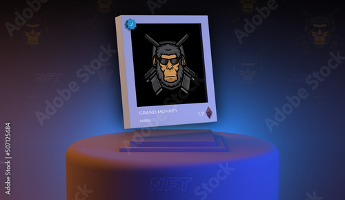 NFT - Non-fungible token artwork on digital display