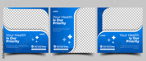 Set of Medical social media post template design