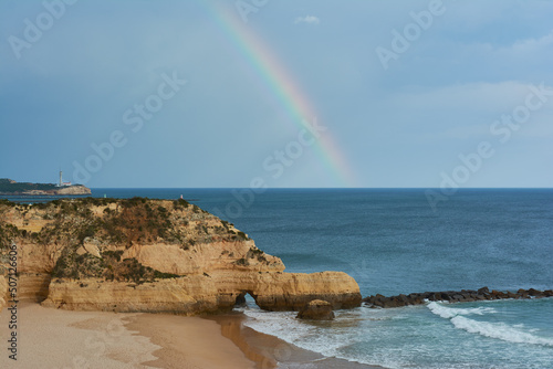 Rainbow over the Atlantic Ocean. Portimao, Algarve, Portugal photo