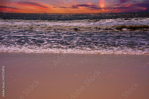 Canvas Print Magenta Sky on Destin Beach, Florida
