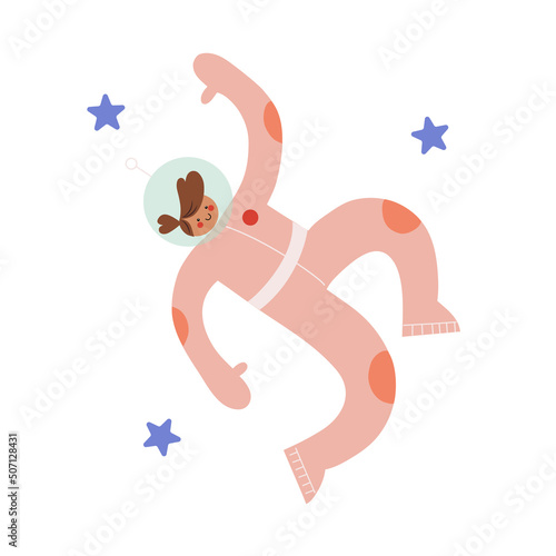 Wallpaper Mural Hand drawn cute astronaut in pink spacesuit, flat vector illustration in cartoon style Torontodigital.ca