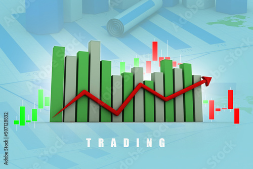 3d rendering Stock market online business concept. business Graph 