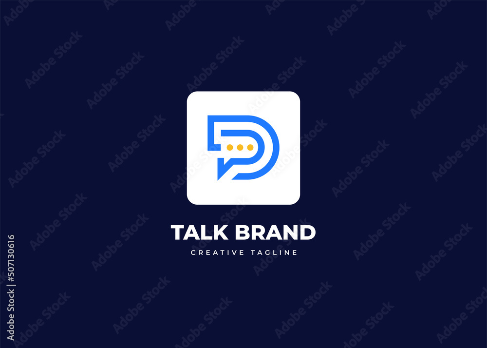 Blue letter D monogram logo design with modern chat symbol Blue letter D monogram logo design with modern chat symbol