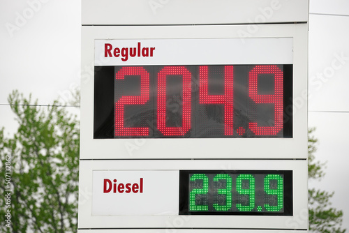 Gas pump prices in Ontario Canada rise and soar to 204.9.9 per liter litre for regular unleaded