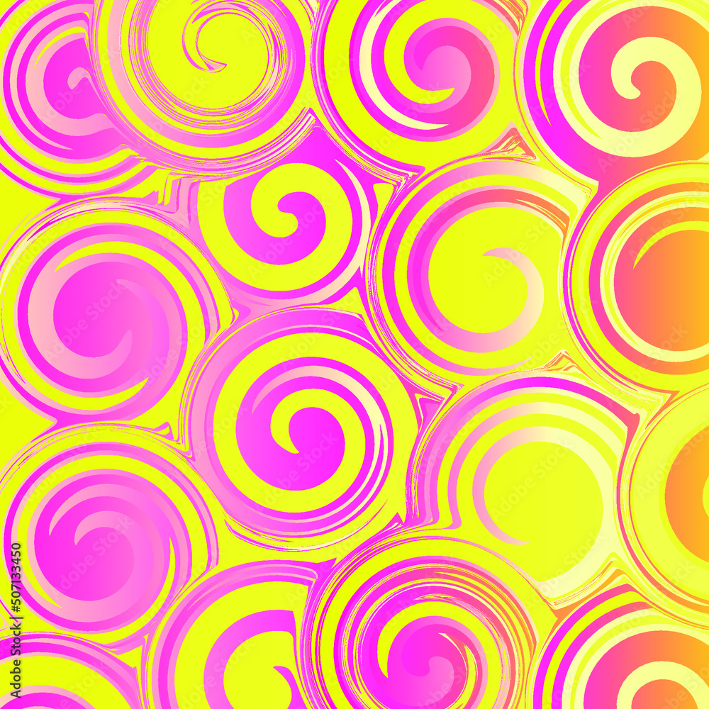 Abstract pattern. Spiral concentric pink and yellow circles background geometric design. Vector illustration. Abstract pattern. Spiral concentric pink and yellow circles background geometric design. Vector illustration.