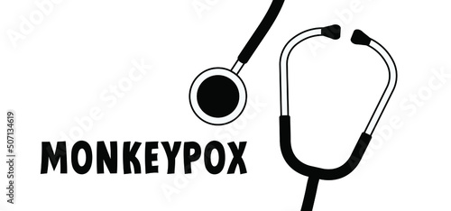 Cartoon monkey virus or monkeypox diagnoses. The virus belongs to the genus Orthopoxvirus in the family Poxviridae. infectious disease. Ape face. Vector monkey pox symbol or icon