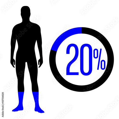 20 percent people icon vector graphic, Man pictogram concept, 20-100