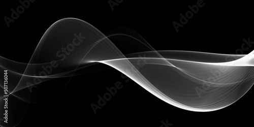 Silver flowing wave design on dark background