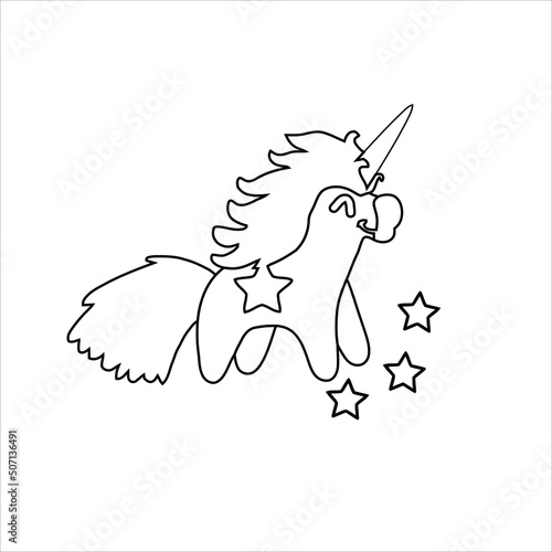 Cute unicorn coloring page | Black and white vector illustration for coloring book Unicorn illustration , Isolated outline for coloring book with unicorn | Unicorn 
