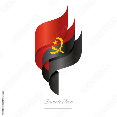 Angola abstract 3D wavy flag red black modern Angolan ribbon torch flame strip logo icon vector photo