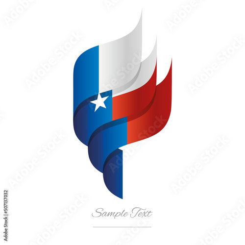 Texas abstract 3D wavy flag blue white red modern American ribbon torch flame strip logo icon vector