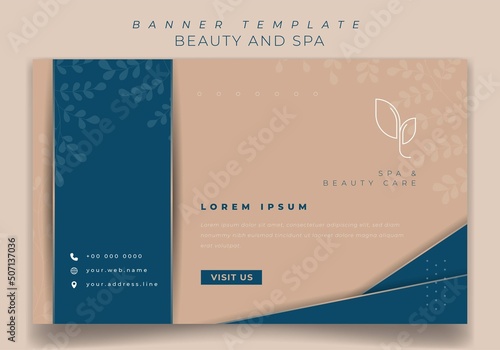 banner template design in blue and pink with luxury background design for spa advertisement