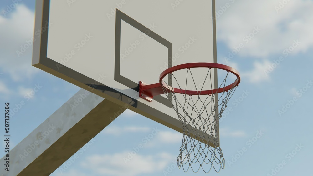 3D rendering illustration of a basketball hoop outdoor 3D rendering illustration of a basketball hoop outdoor