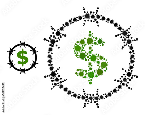Bank jail mosaic icon. Vector collage formed with scattered virulent icons. Virulent mosaic bank jail icon. Bank jail collage for pandemic images.
