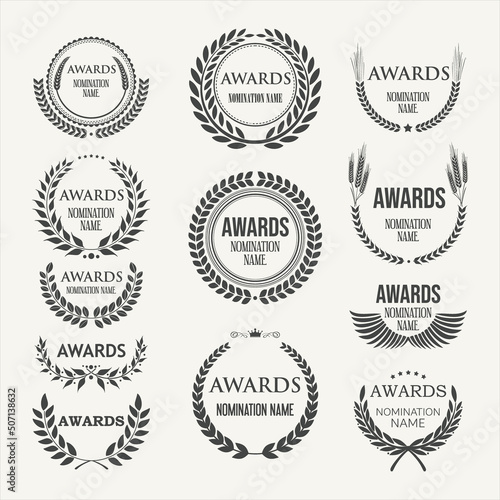 Collection of black laurel wreaths award nominations