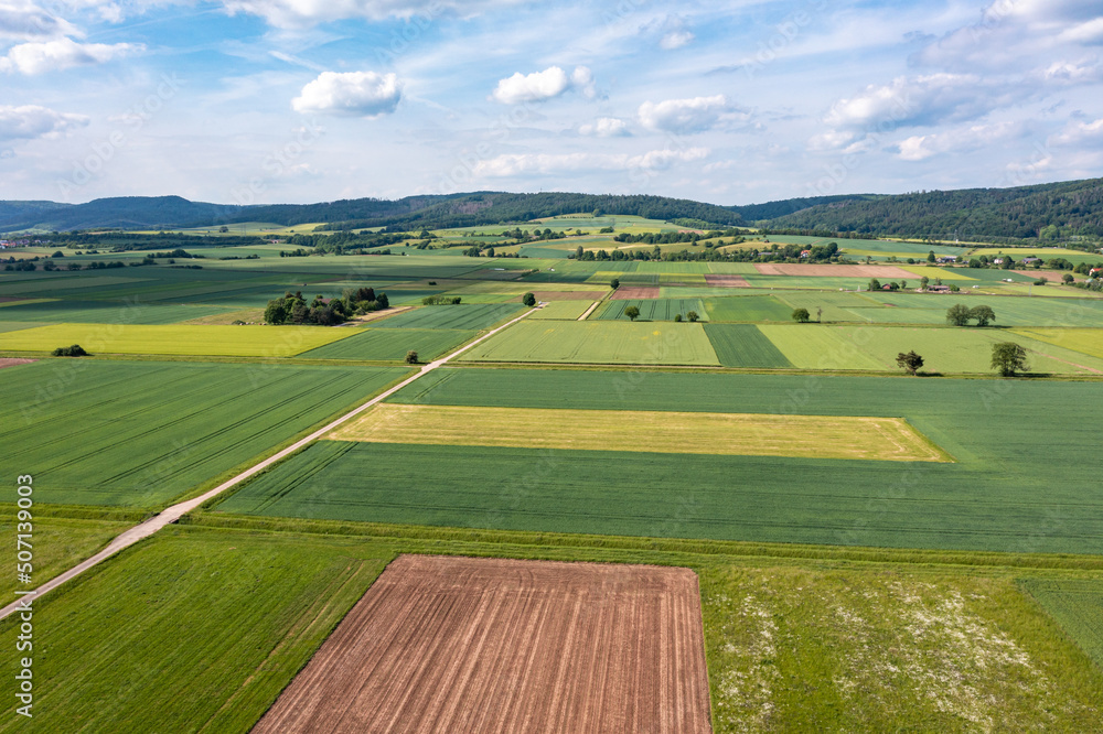 landscape with field in the werra valley between Hesse and Thuringia at Herleshausen landscape with field in the werra valley between Hesse and Thuringia at Herleshausen
