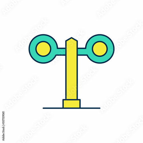Filled outline Train traffic light icon isolated on white background. Traffic lights for the railway to regulate the movement of trains. Vector