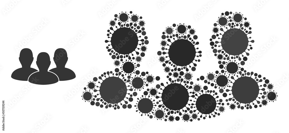 Auditory mosaic icon. Vector mosaic composed with scattered covid parts. Covid-2019 collage auditory icon. Auditory mosaic for epidemic templates. Auditory mosaic icon. Vector mosaic composed with scattered covid parts. Covid-2019 collage auditory icon. Auditory mosaic for epidemic templates.