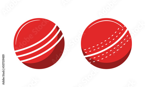 Vector Cricket balls icons isolated on white background. Vintage cricket ball set. Design elements for logo, poster, emblem. Sport icons. Vector illustration photo