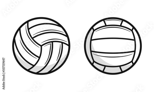 Volleyball ball icons isolated on white background. Vintage Volleyball ball set. Design elements for logo, poster, emblem. Sport ball icons. Vector illustration
