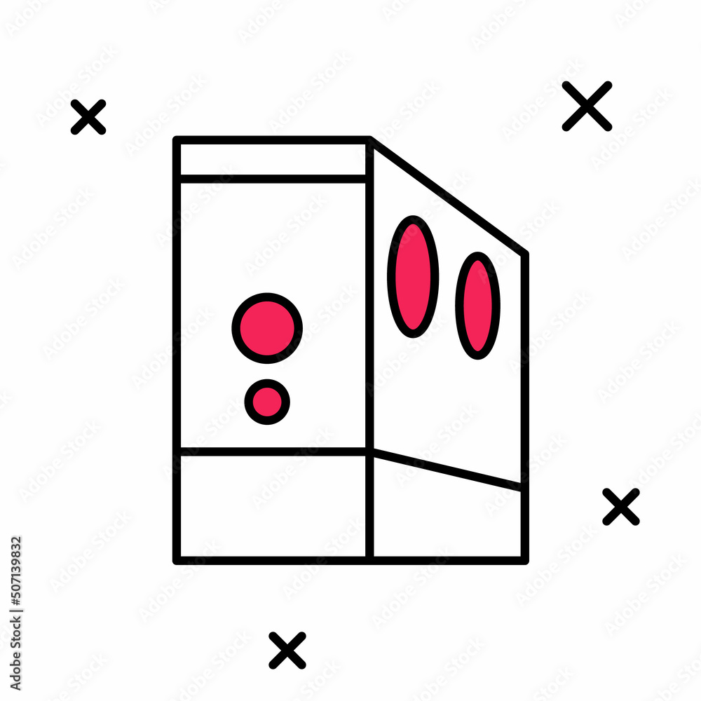 Filled outline Case of computer icon isolated on white background. Computer server. Workstation. Vector