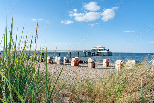 Summer vacation at Timmendorfer Strand (Timmendorf Beach), Ostholstein, Schleswig-Holstein, Baltic Sea, Germany photo