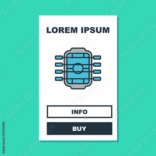 Filled outline Table football game hobby or leisure icon isolated on turquoise background. Sport team football players. Vector