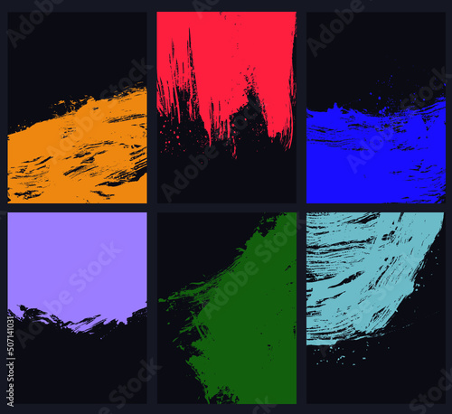set de poster con manchas de pincel estilo grunge, manchas de pintura vectorial vector fiesta