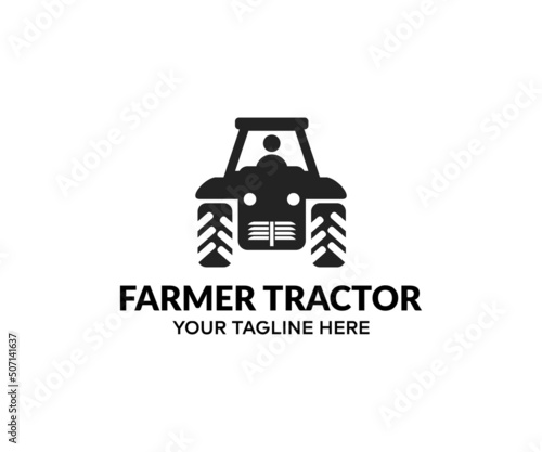 Tractor plowing the field. Agriculture concept logo design. Agricultural vector design and illustration.
