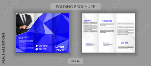 Blue Business Trifold Brochure. Low Poly flyer