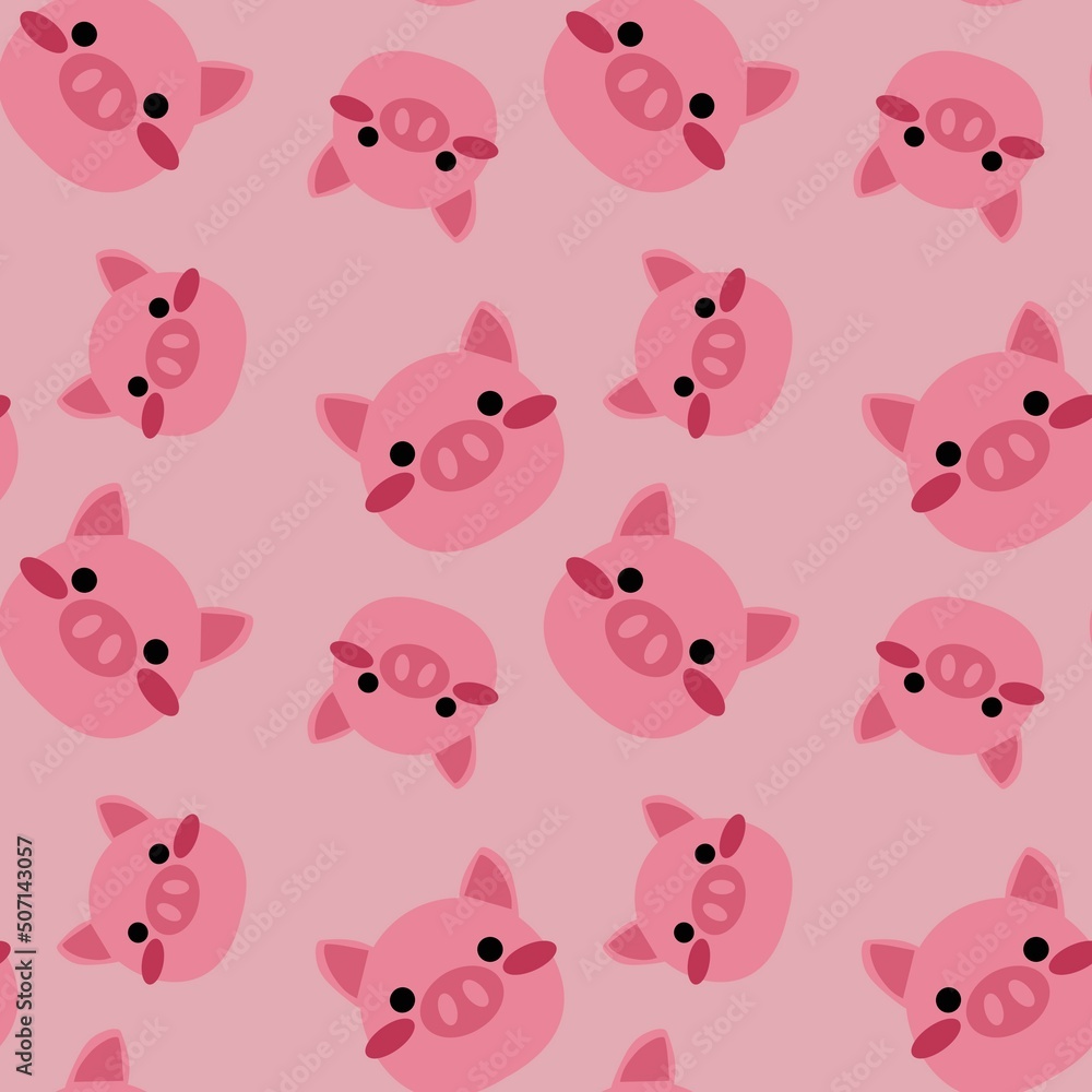 Fototapeta premium Kids seamless cartoon pigs pattern for fabrics and packaging and gifts and cards and linens and wrapping paper