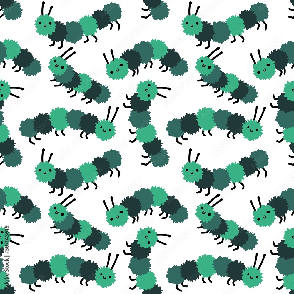 Kids seamless cartoon caterpillar pattern for fabrics and textiles and packaging and gifts and hobbies Kids seamless cartoon caterpillar pattern for fabrics and textiles and packaging and gifts and hobbies