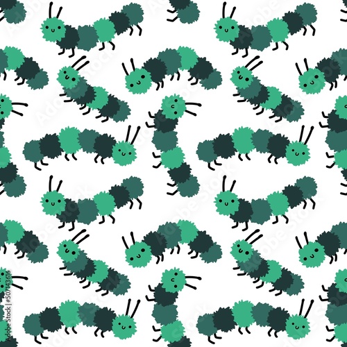 Kids seamless cartoon caterpillar pattern for fabrics and textiles and packaging and gifts and hobbies