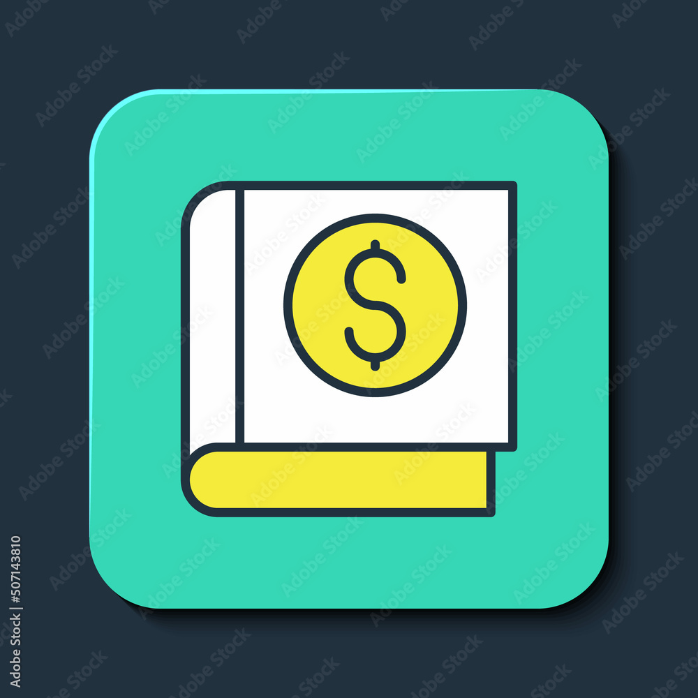 Filled outline Financial book icon isolated on blue background. Turquoise square button. Vector Filled outline Financial book icon isolated on blue background. Turquoise square button. Vector